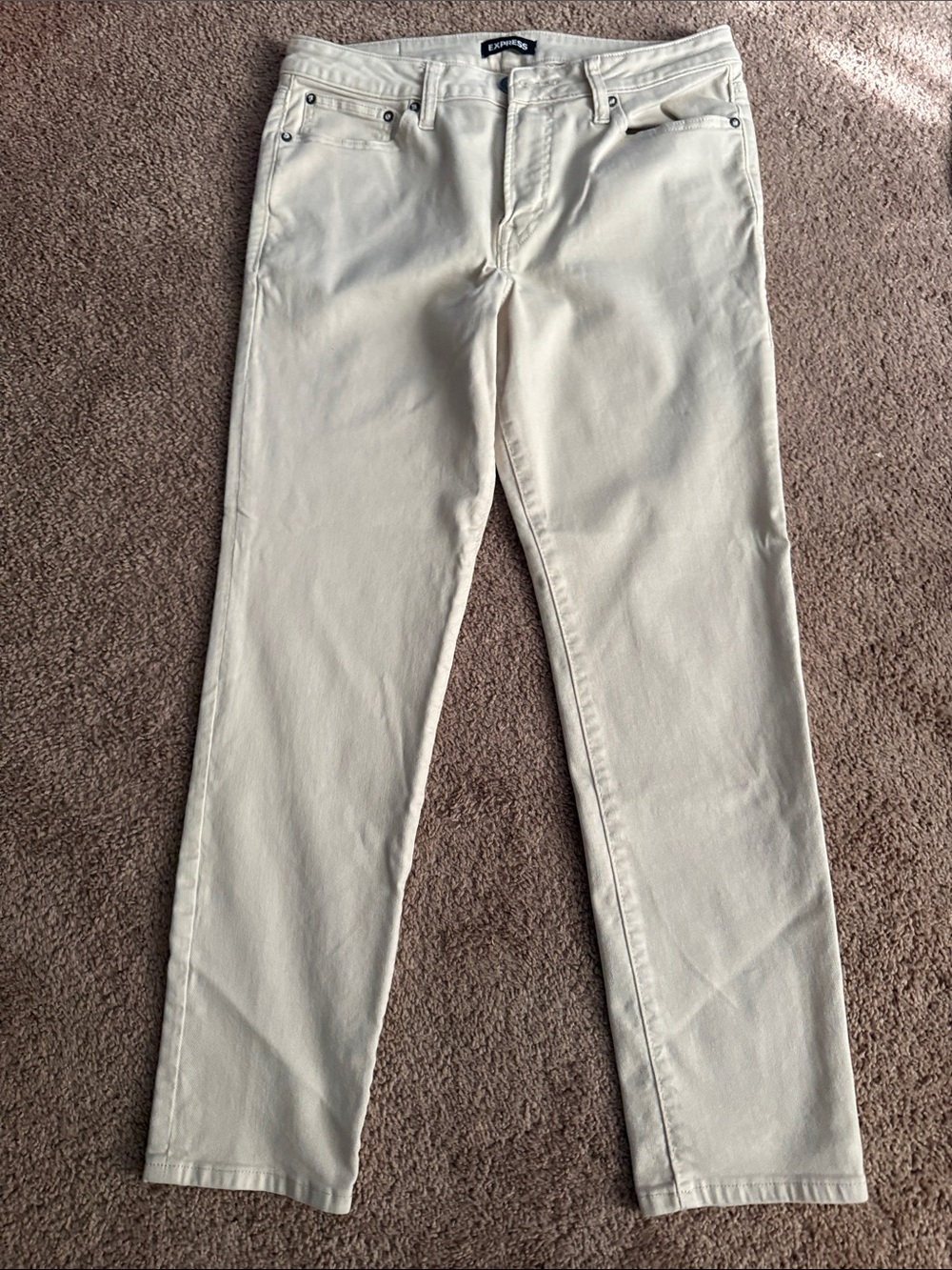 Express Women's Cream Straight-Leg Jeans